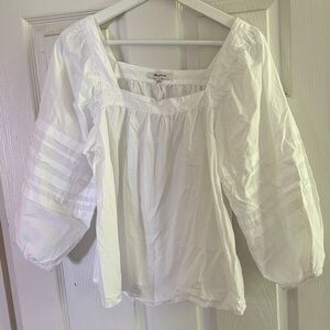 Madewell White Square Neck Blouse